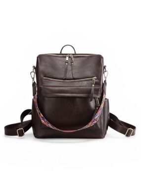 Dark Brown Leather Women’s Backpack - Multi-Pocket Convertible Style NWOT